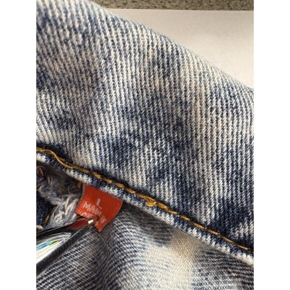 Rolling Paper Vintage Large Distressed Acid Wash Denim Women’s Jean Jacket Boho - Picture 12 of 13
